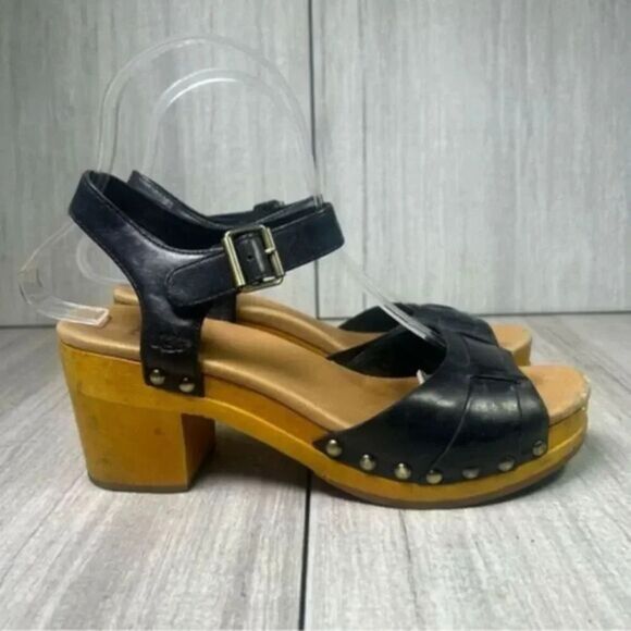 Ugg Janie Heeled Leather Strap Clog Mule Sandals Block Heel Women’s Size 7 - Picture 1 of 10